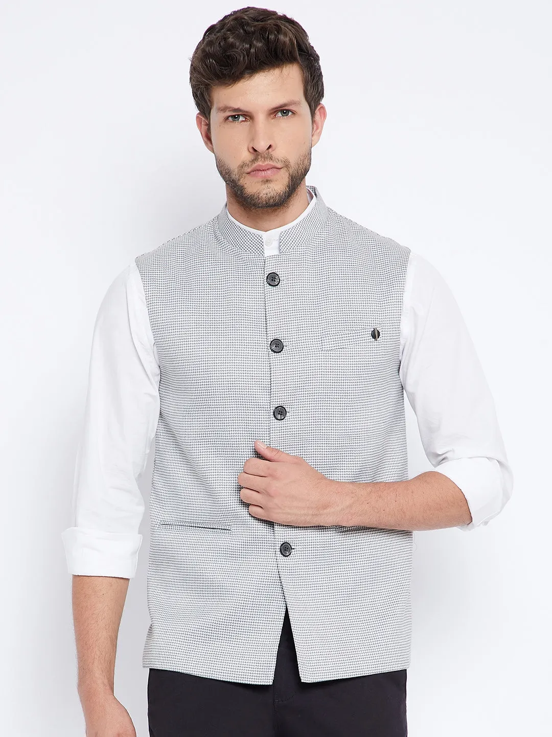 Grey Printed Waistcoat