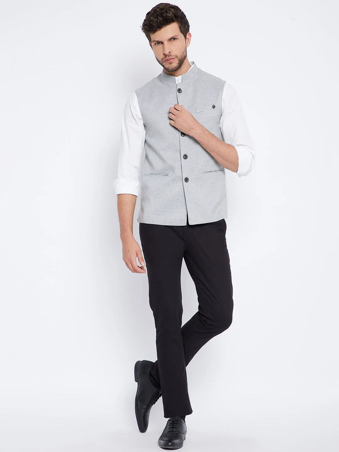 Grey Printed Waistcoat