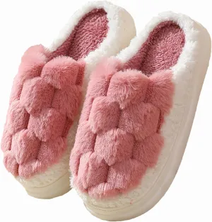 HANDKEI Women's Slippers Non slip Plush Plush Slippers Couple Indoor Home Slippers