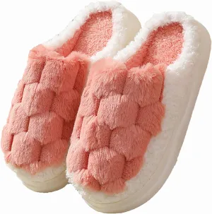 HANDKEI Women's Slippers Non slip Plush Plush Slippers Couple Indoor Home Slippers