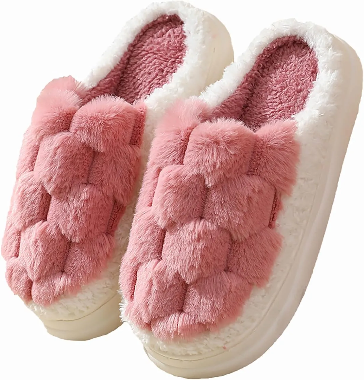 HANDKEI Women's Slippers Non slip Plush Plush Slippers Couple Indoor Home Slippers