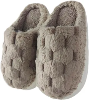 HANDKEI Women's Slippers Non slip Plush Plush Slippers Couple Indoor Home Slippers