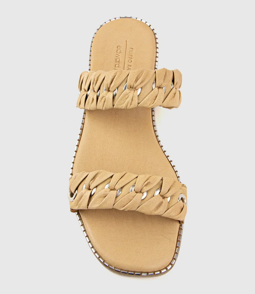 HENLEY Two Strap Slide with Metal Detail in Natural