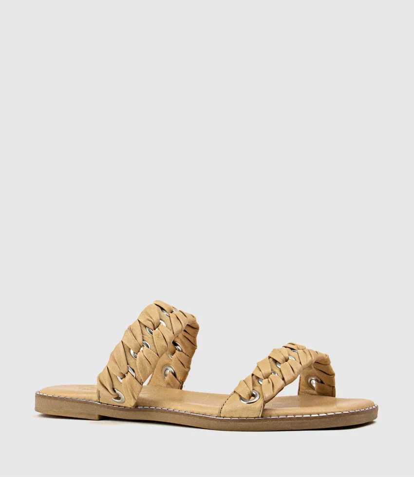 HENLEY Two Strap Slide with Metal Detail in Natural