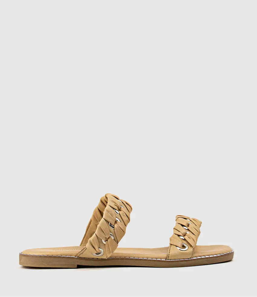 HENLEY Two Strap Slide with Metal Detail in Natural