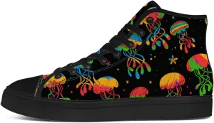 Jellyfish Shoes for Men Women High Top Canvas Sneakers Lace Up Casual Walking Shoes Gifts for Boyfriend Girlfriend