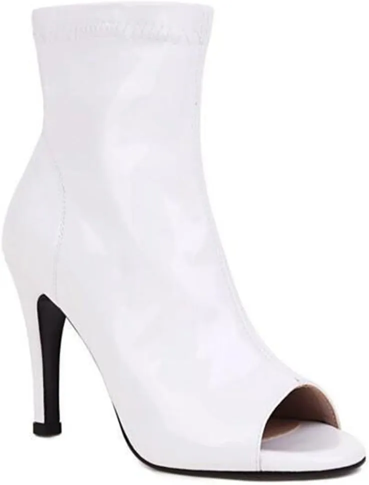 JXUZY Jazz Modern Pole Dance Ankle Boots for Women Peep Toe Stiletto Prom Shoes