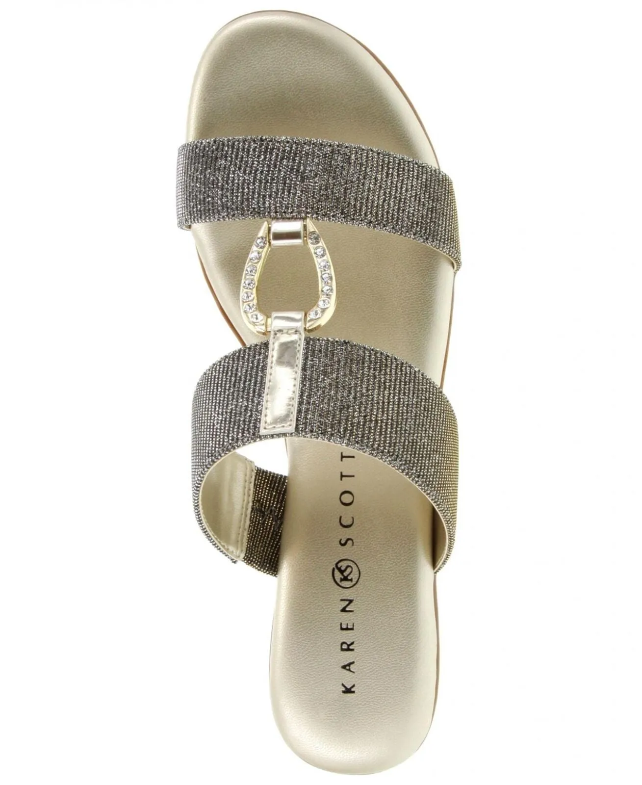 Karen Scott Womens Glitter Shiny Eanna Sandals EANNA Silver Grey / Gold 10M