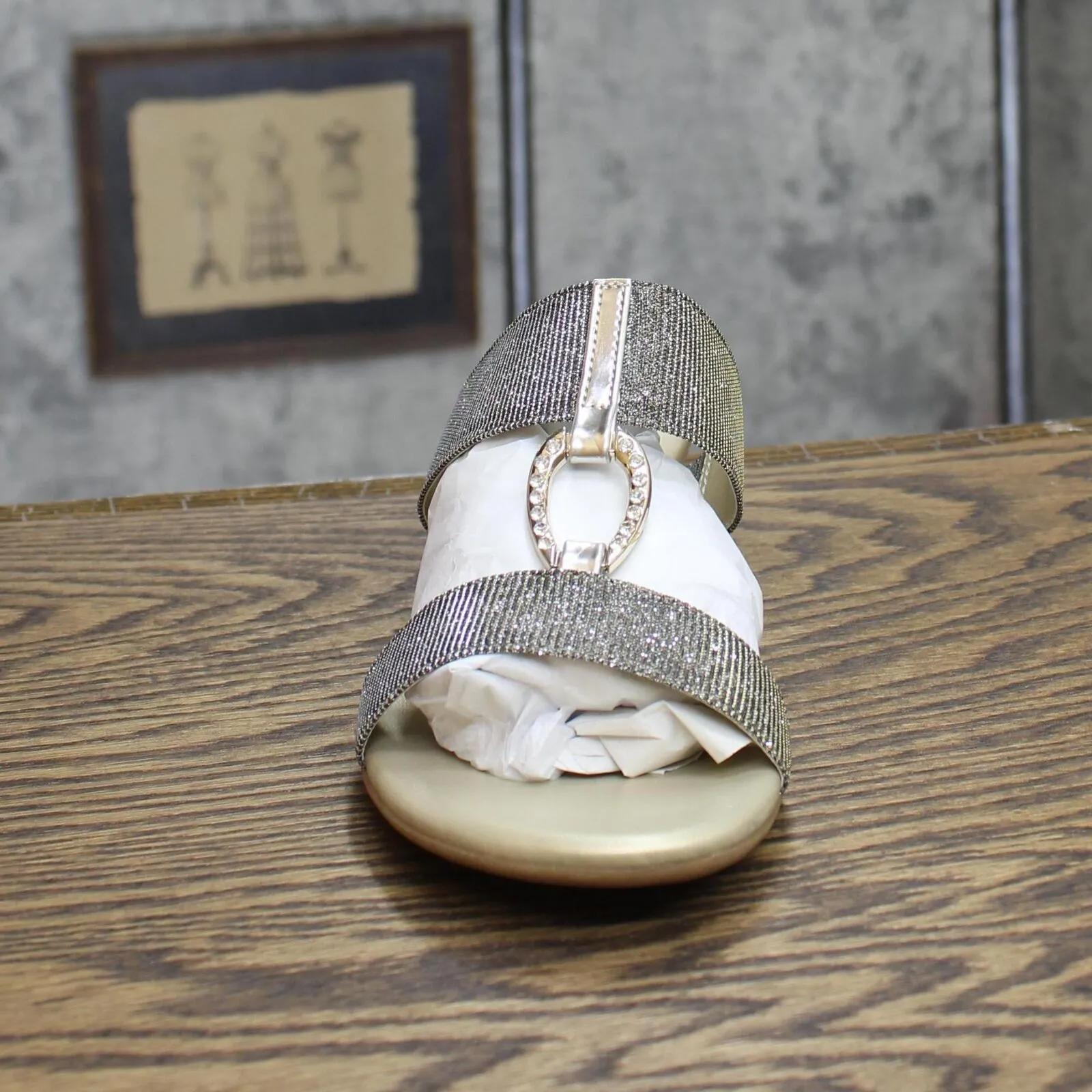 Karen Scott Womens Glitter Shiny Eanna Sandals EANNA Silver Grey / Gold 10M