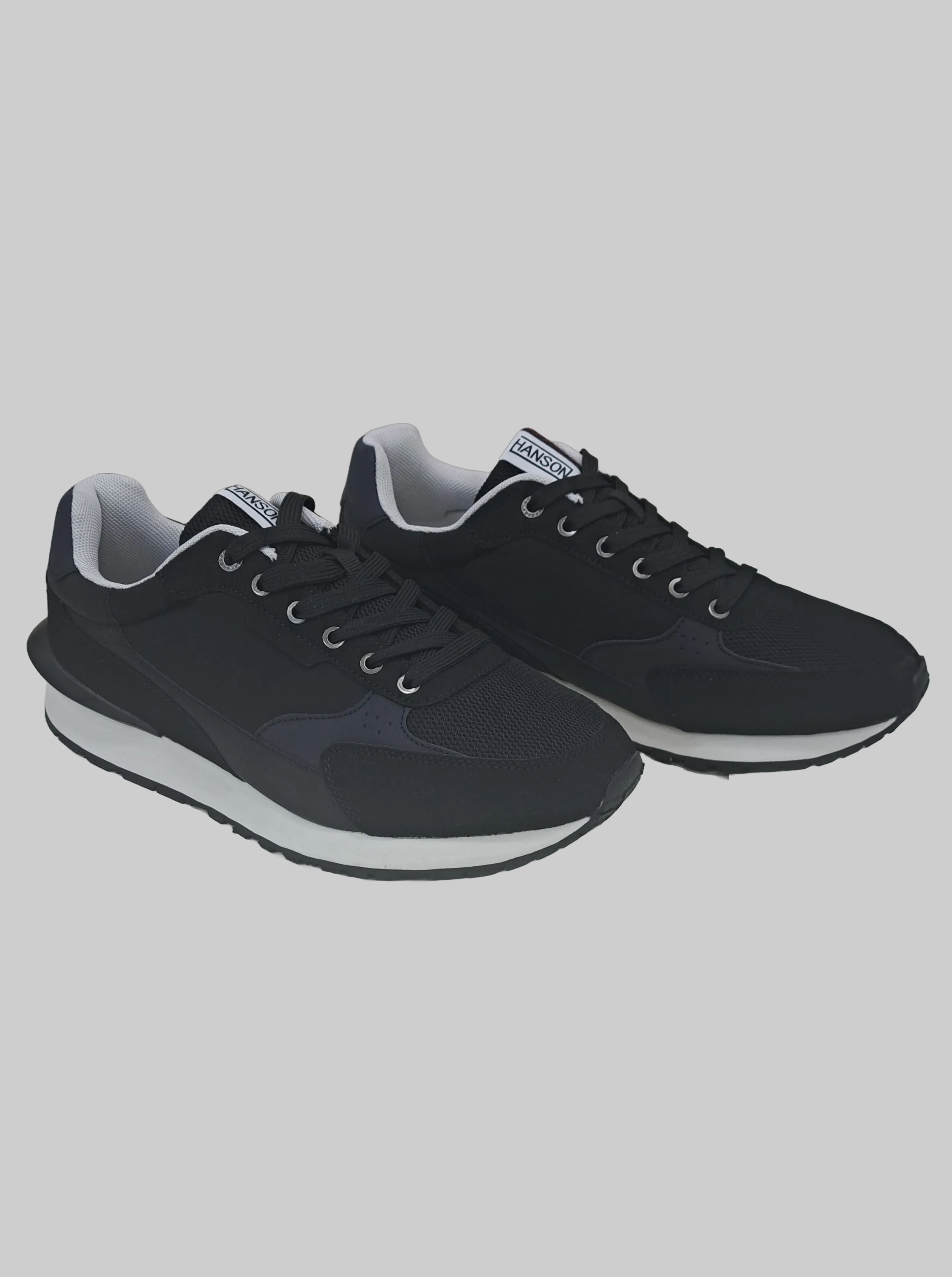 LEATHER MIX SNEAKERS BLACK