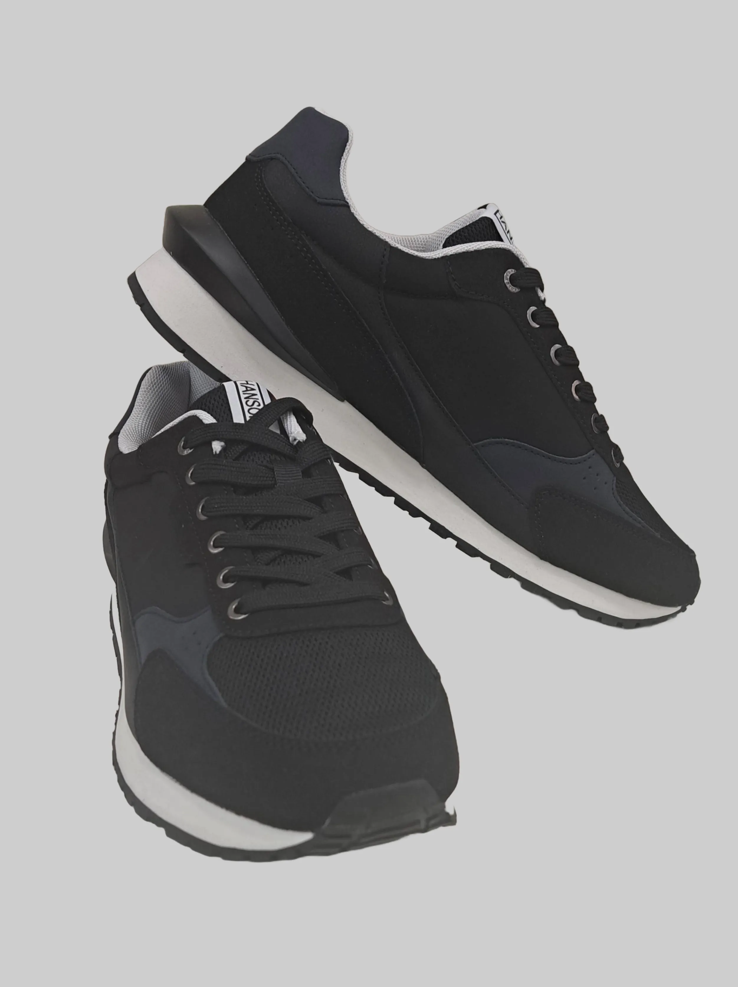 LEATHER MIX SNEAKERS BLACK