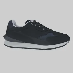 LEATHER MIX SNEAKERS BLACK