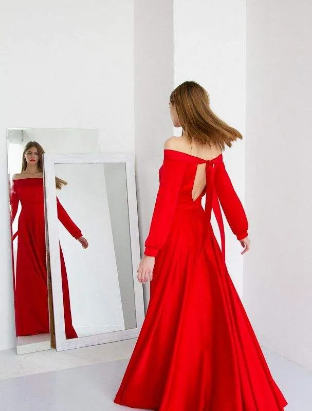 Leather Red Evening Dress