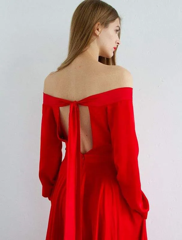 Leather Red Evening Dress