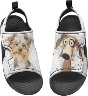 Little Kids Open Toe Summer Outtdoor Sport Sandals Art Cat and Puppy Water Shoes Lightweight Hiking Sandals