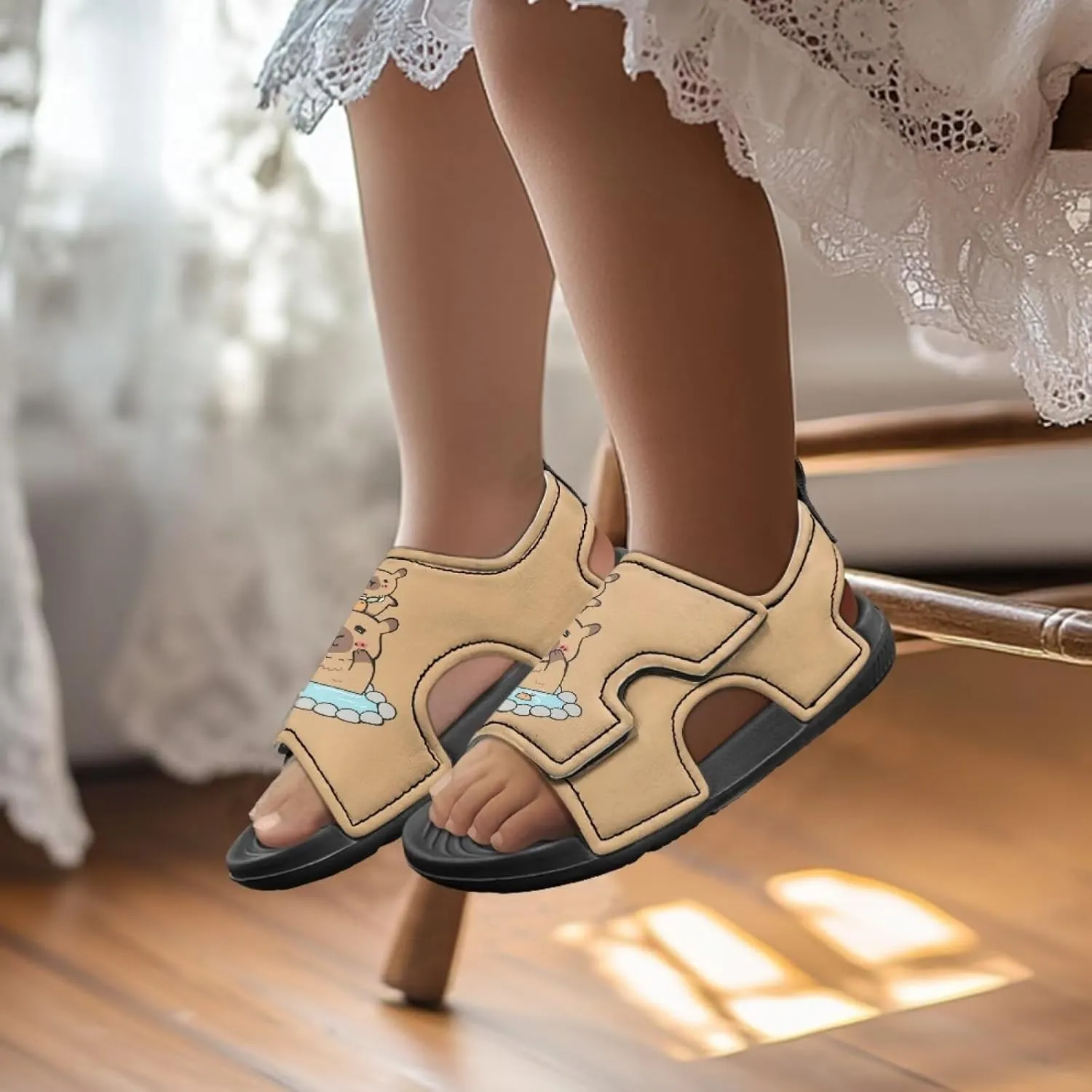 Little Kids Open Toe Summer Outtdoor Sport Sandals Art Cat and Puppy Water Shoes Lightweight Hiking Sandals