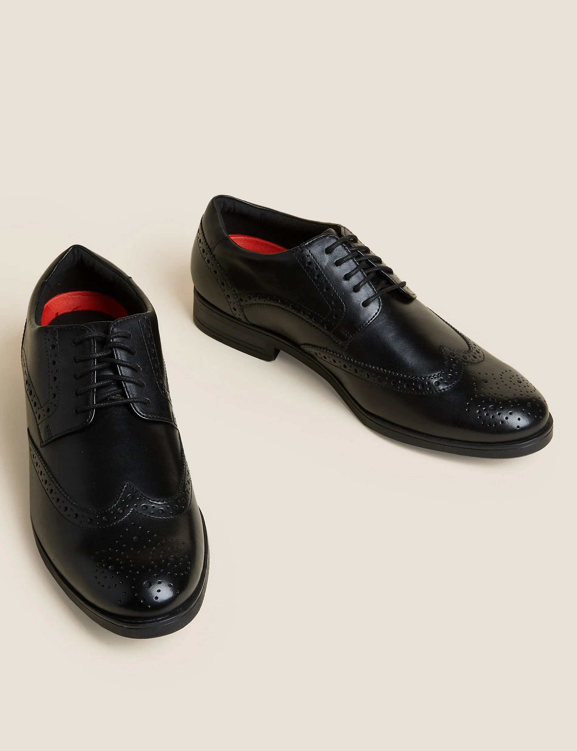 Marks & Spencer Airflex Wide Leg Leather Brogues, Black