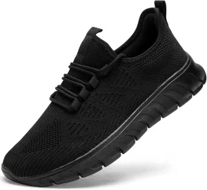 Men Tennis Shoes Running - Gym Sneakers Shoes Walking Workout Non Slip Walking Athletic Slip on Breathable Mesh Comfortable Lightweight Casual Sports Black 6.5
