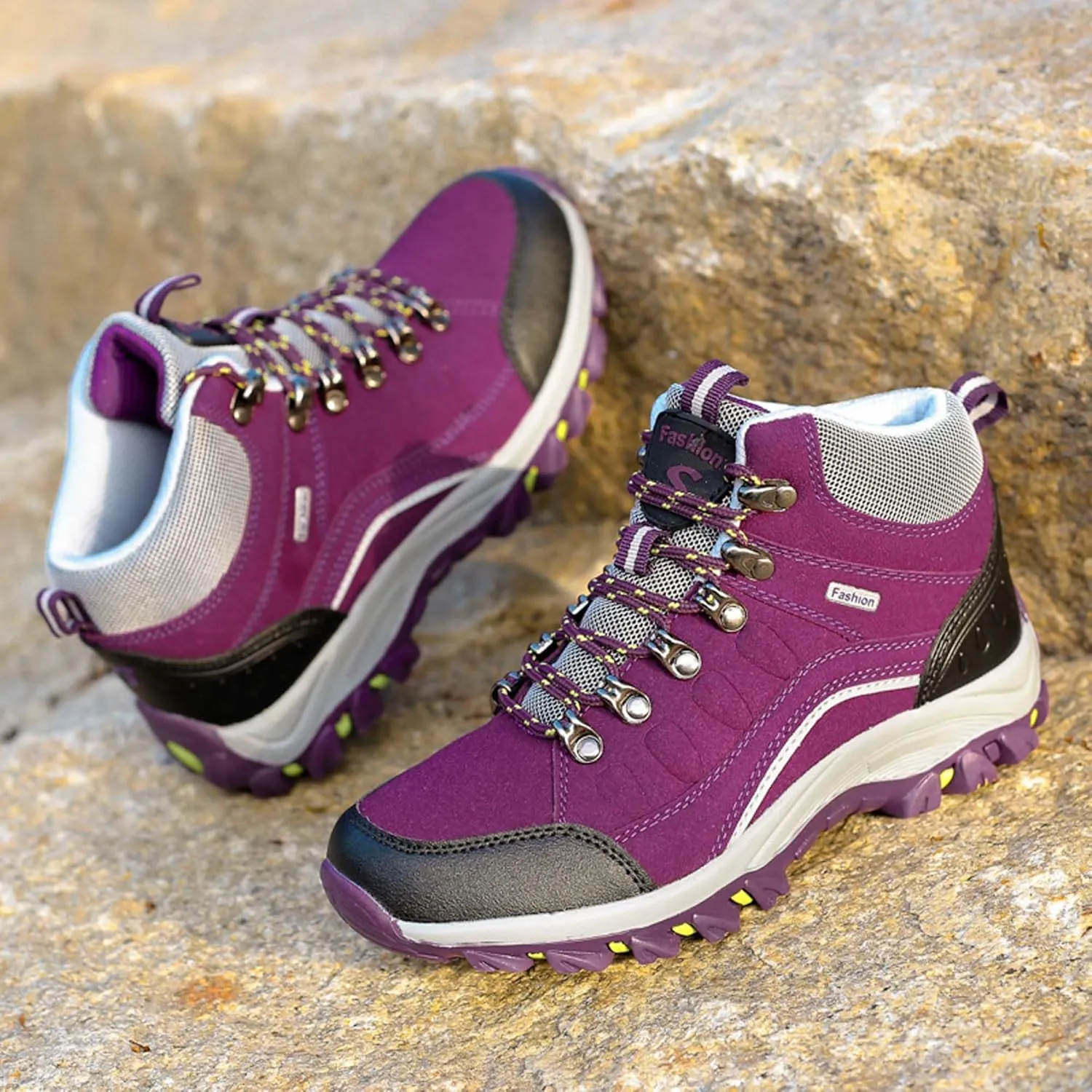 Mens And Womens Anti Slip And Wear Resistant Lace Up Hiking Boots Comfortable And Breathable Walking Boots Rubber Soles Scenic Spots Tourist Boots Couple Park Walking Boots Rock Climbing Boots