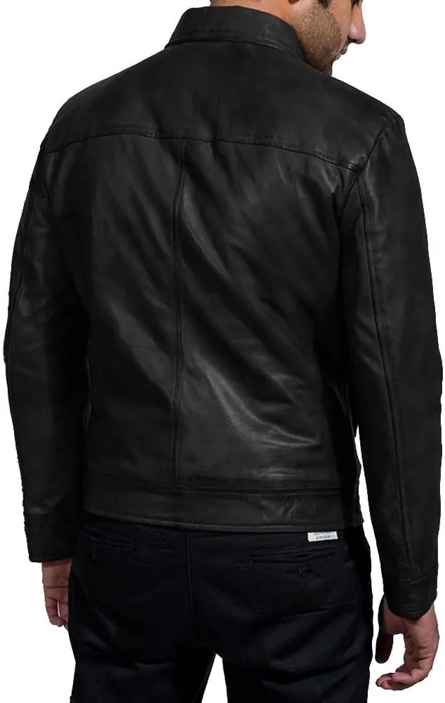 Mens Leather Jacket - Real Lambskin Classic Vintage Style Leather Jackets For Men Brown Leather Jacket for Mens