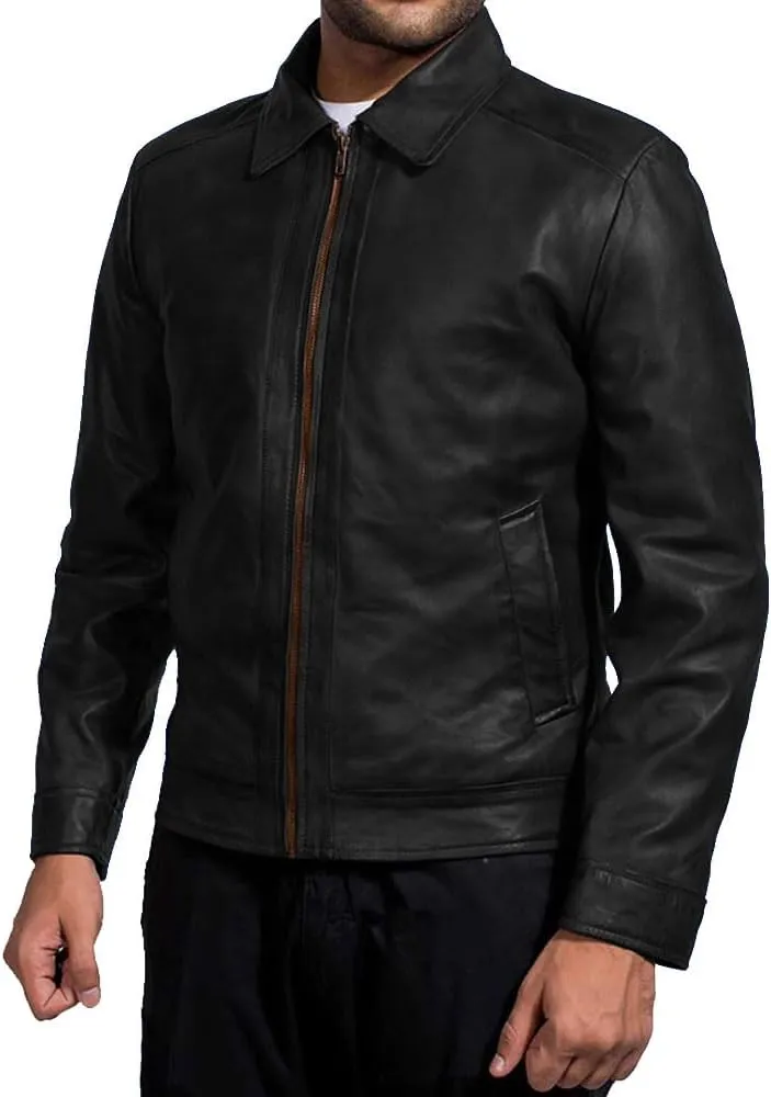 Mens Leather Jacket - Real Lambskin Classic Vintage Style Leather Jackets For Men Brown Leather Jacket for Mens