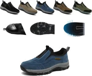 Men's Waterproof Hiking Shoes, Comfortable Orthopedic Walking, Slip-on Outdoor Sports Shoes, lace-Free Lightweight Breathable Casual