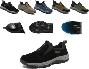 Men's Waterproof Hiking Shoes, Comfortable Orthopedic Walking, Slip-on Outdoor Sports Shoes, lace-Free Lightweight Breathable Casual
