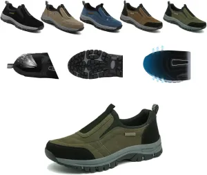 Men's Waterproof Hiking Shoes, Comfortable Orthopedic Walking, Slip-on Outdoor Sports Shoes, lace-Free Lightweight Breathable Casual