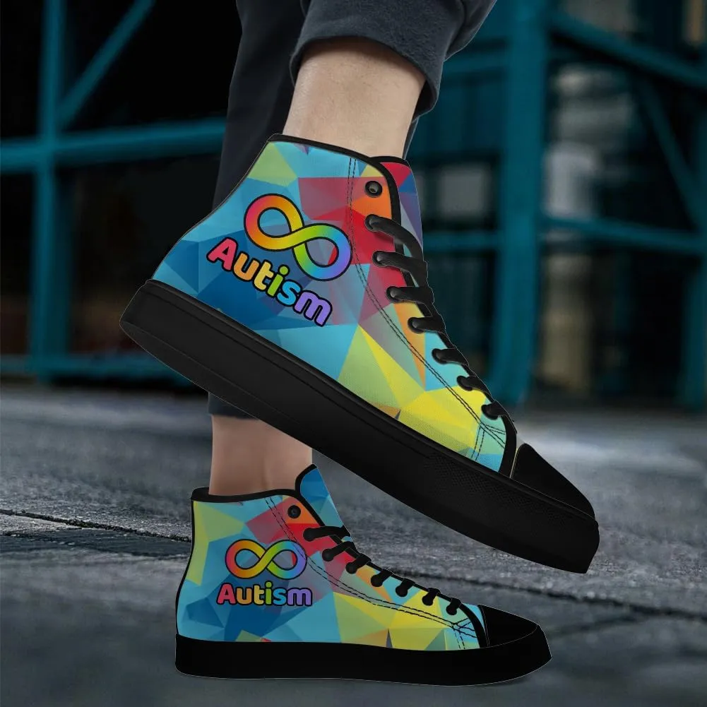Men's Women's Autism Awareness High Top Sneakers Canvas Shoes Autism Puzzle Shoes Gifts for Men Women