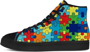 Men's Women's Autism Awareness High Top Sneakers Canvas Shoes Autism Puzzle Shoes Gifts for Men Women