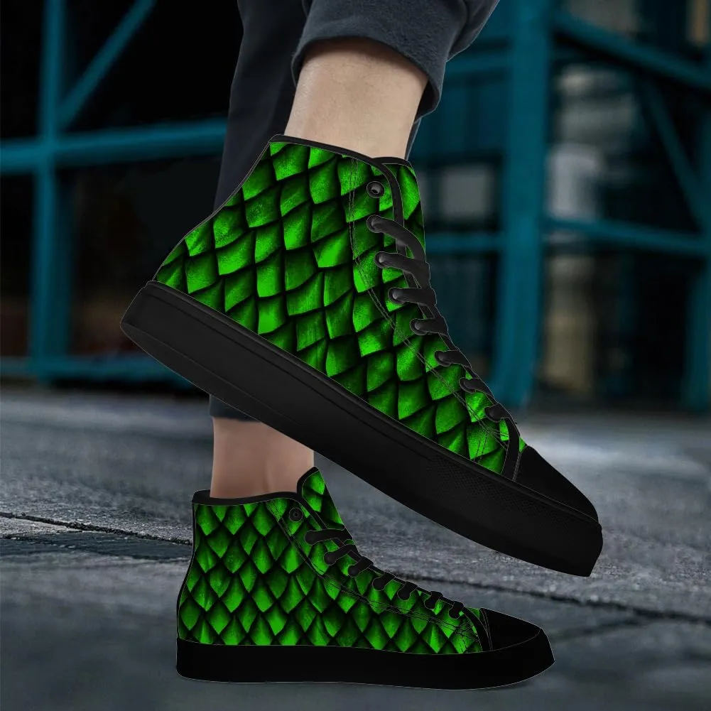 Men's Women's Dragon Scales High Top Canvas Shoes Dragon High Top Sneakers Lace Up Casual Shoes Gifts for Men Women
