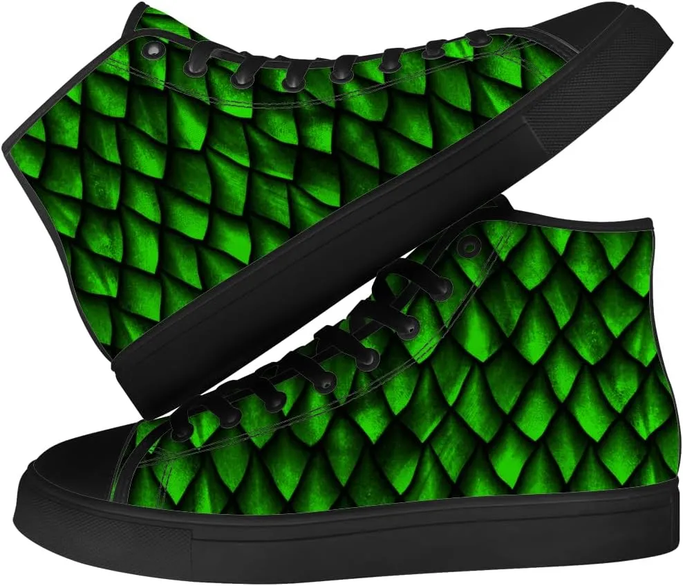 Men's Women's Dragon Scales High Top Canvas Shoes Dragon High Top Sneakers Lace Up Casual Shoes Gifts for Men Women
