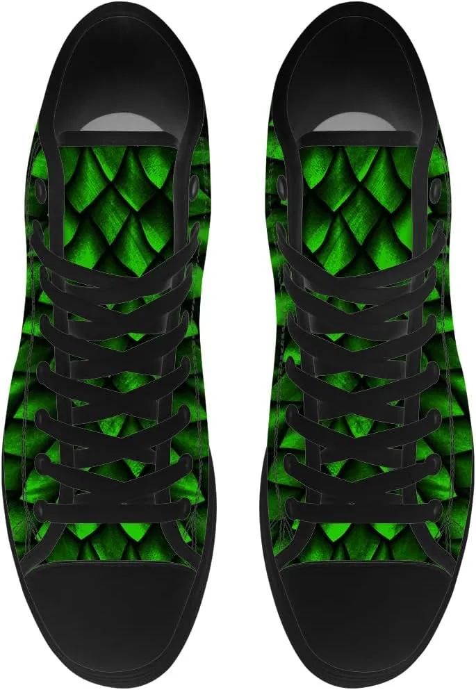 Men's Women's Dragon Scales High Top Canvas Shoes Dragon High Top Sneakers Lace Up Casual Shoes Gifts for Men Women
