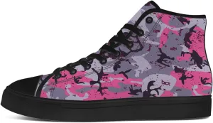 Men's Women's Pink Camouflage High Top Canvas Shoes High Top Sneakers Lace Up Casual Shoes Gifts for Men Women