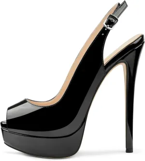 MERUMOTE Women's Platform Stiletto Heels Shoes Peep Toe Pumps 6 inch Heels for Dress Wedding Party