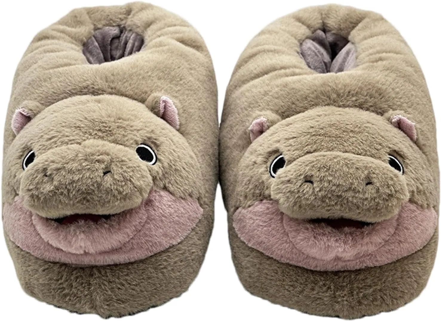 Moos Deng Pygmy Hippo Plush Slippers - Funny Winter Christmas Slippers for Women & Men