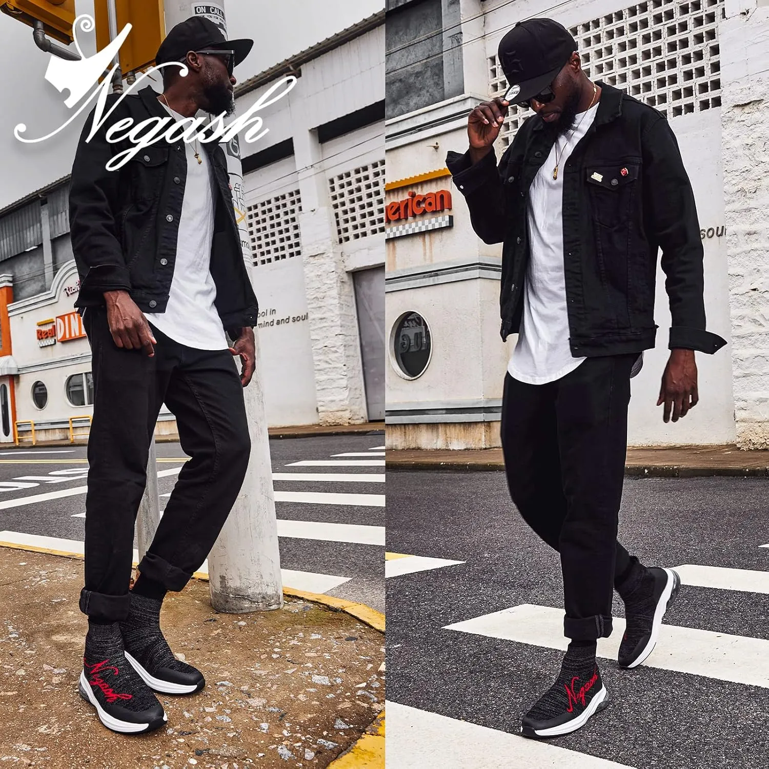 Negash Fashion Sneakers for Men Breathable Sock Shoes for Men Casual Slip On Walking Sneakers Lightweight Running Shoes