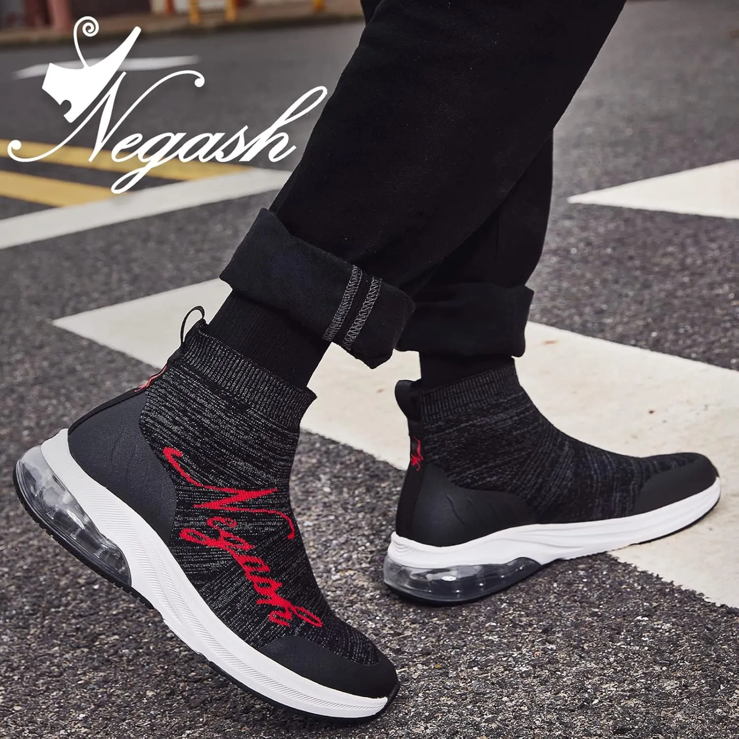 Negash Fashion Sneakers for Men Breathable Sock Shoes for Men Casual Slip On Walking Sneakers Lightweight Running Shoes