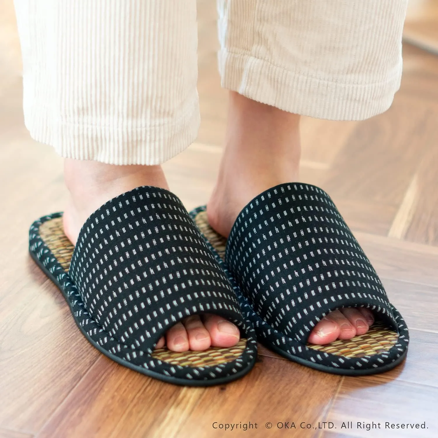 OKA Tatami Slippers, Made in Japan (Grass & Root, Japanese)