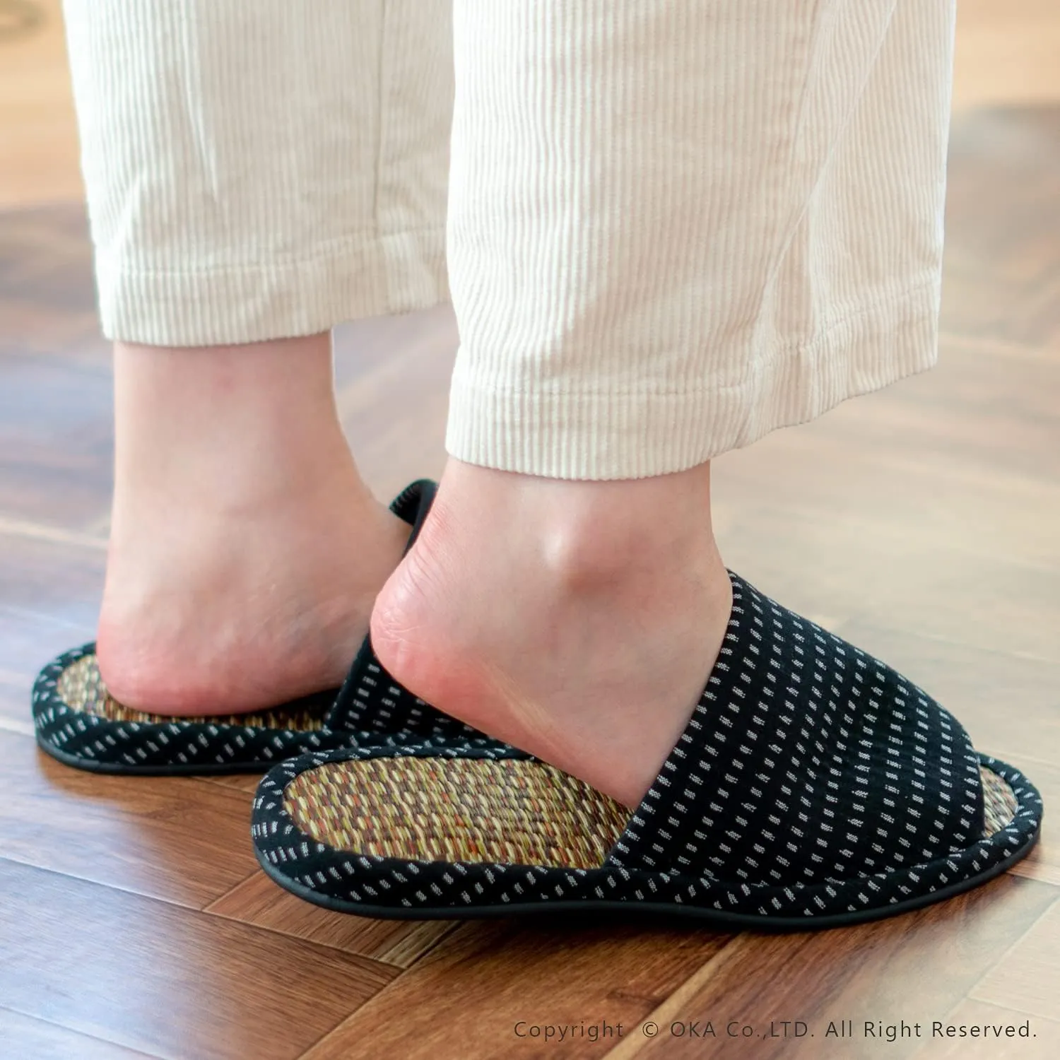 OKA Tatami Slippers, Made in Japan (Grass & Root, Japanese)