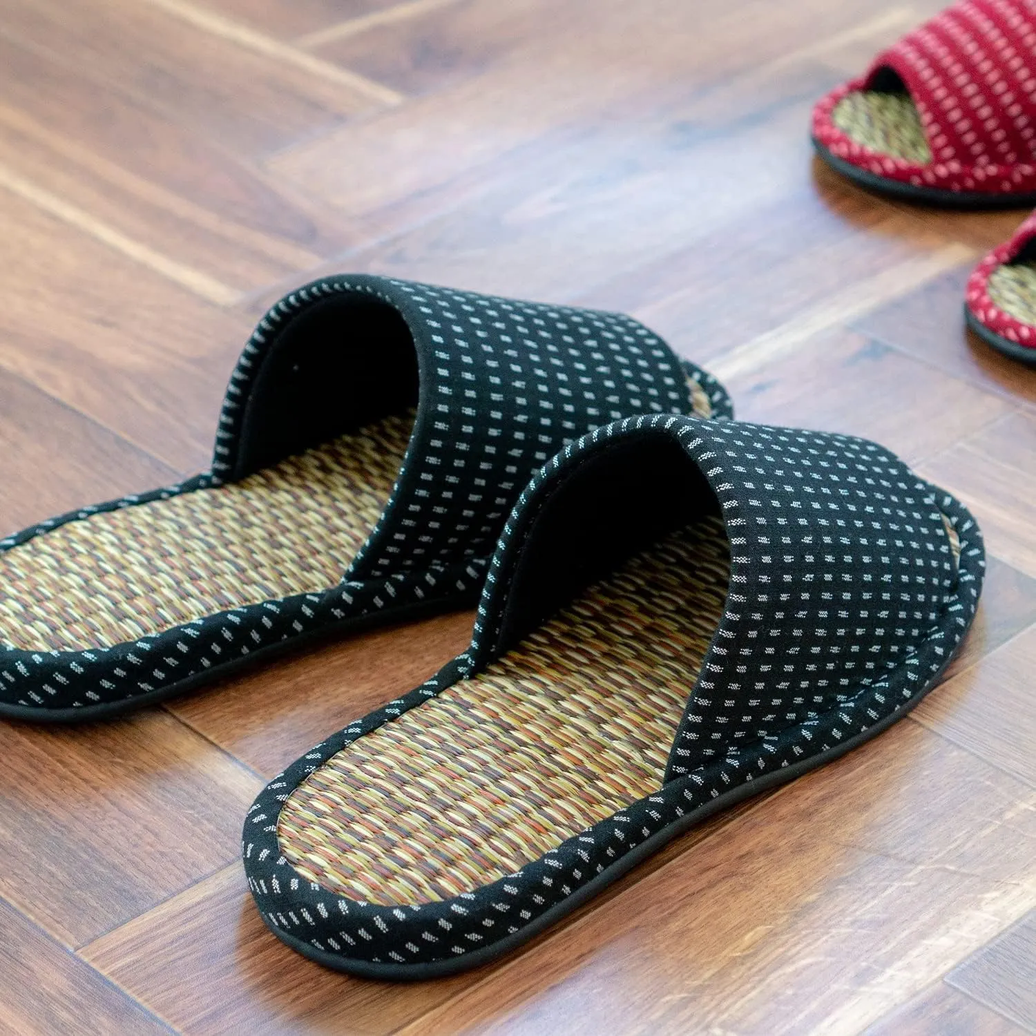 OKA Tatami Slippers, Made in Japan (Grass & Root, Japanese)