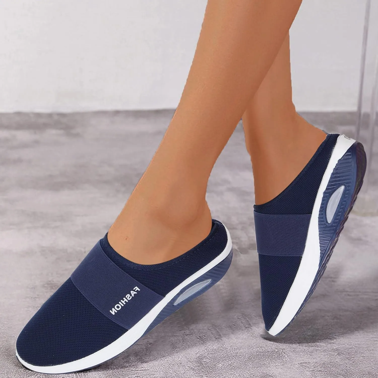 Orthopedic Mesh Mules for Women Backless Slip On Walking Sneakers Arch Support Air Cushion Shoes Nursing Shoes