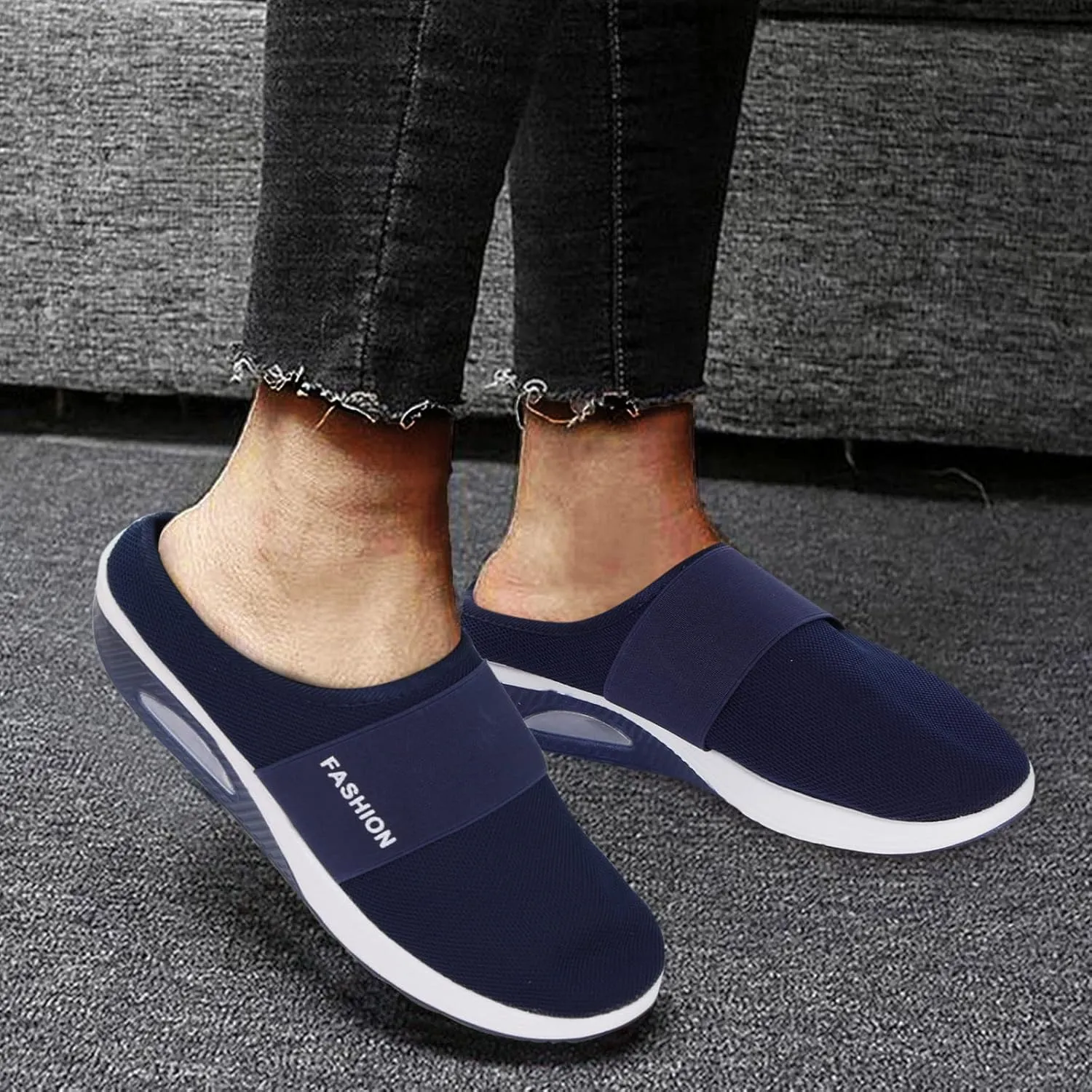Orthopedic Mesh Mules for Women Backless Slip On Walking Sneakers Arch Support Air Cushion Shoes Nursing Shoes