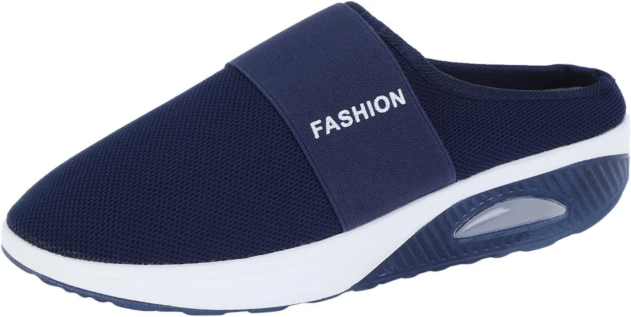 Orthopedic Mesh Mules for Women Backless Slip On Walking Sneakers Arch Support Air Cushion Shoes Nursing Shoes