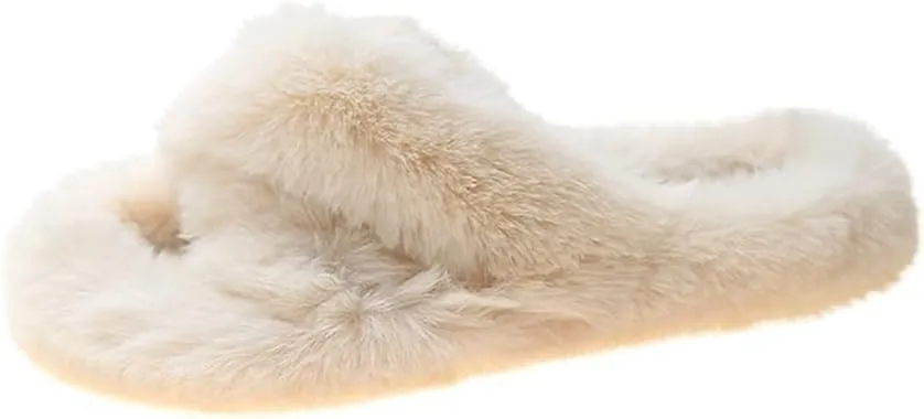 Plush Slippers Women's Wear Winter Lovely Rabbit Plush Cross Cotton Slippers