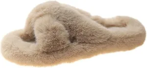 Plush Slippers Women's Wear Winter Lovely Rabbit Plush Cross Cotton Slippers