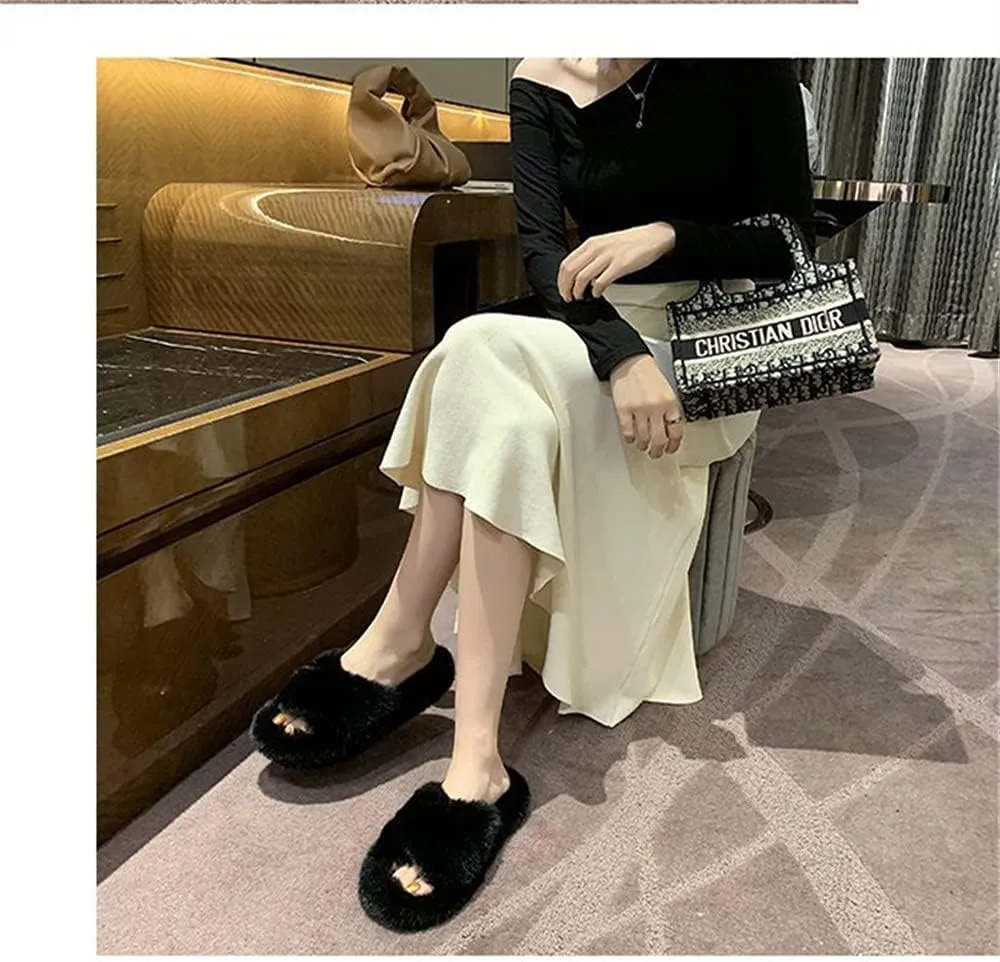 Plush Slippers Women's Wear Winter Lovely Rabbit Plush Cross Cotton Slippers