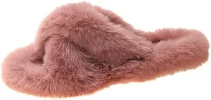 Plush Slippers Women's Wear Winter Lovely Rabbit Plush Cross Cotton Slippers