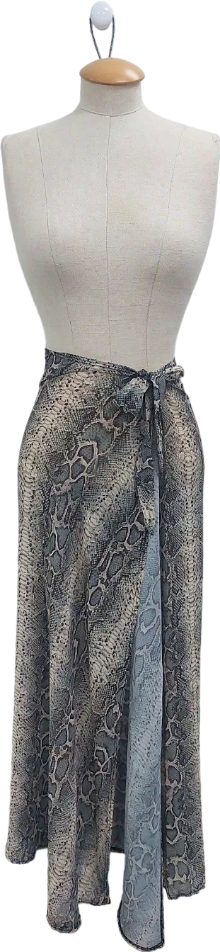 Pretty Little Thing Green Snake Print Wrap Skirt UK 4
