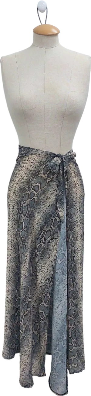Pretty Little Thing Green Snake Print Wrap Skirt UK 4
